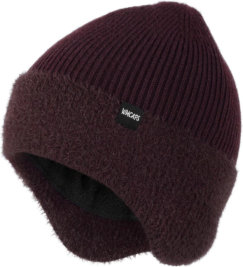 Wmcaps Winter Fleece Line Beanie with Earflap for Men Women, Outdoor Warm Thermal Knitted Hat Stocking Caps - Image 1